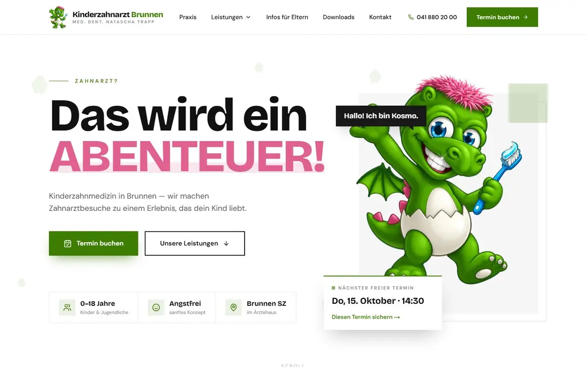 Website von Kinderzahnarzt Brunnen — Gesundheit