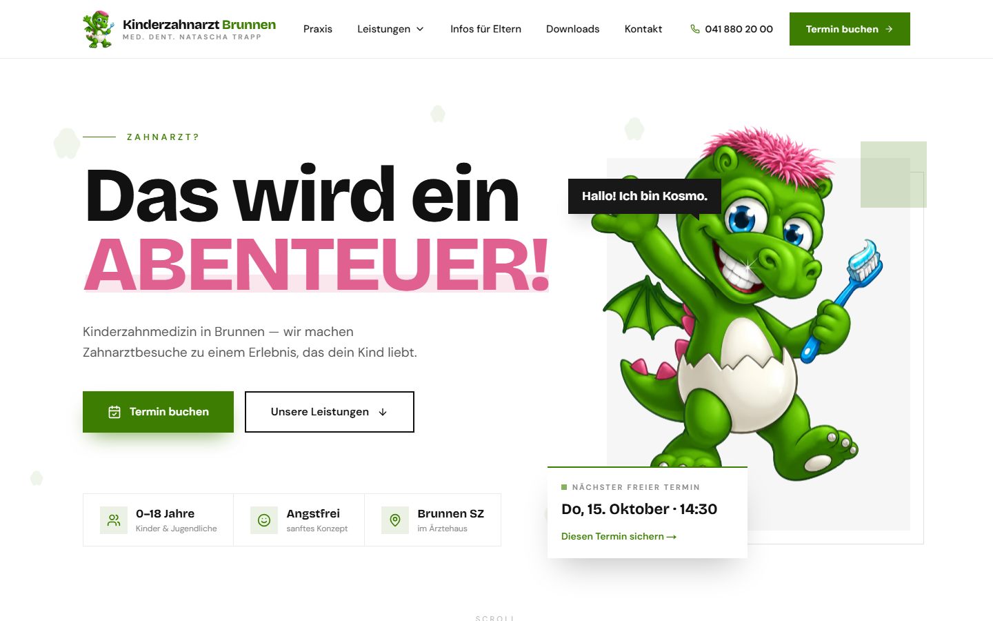 Website Kinderzahnarzt Brunnen — Gesundheit